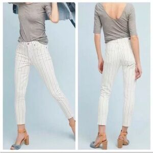 Citizens of Humanity White Striped Rocket Crop High Rise Skinny Jeans Size 29